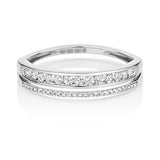 9ct White Gold Diamond Set Split Ring