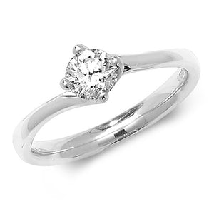 18ct White Gold Diamond Twist Solitaire Ring