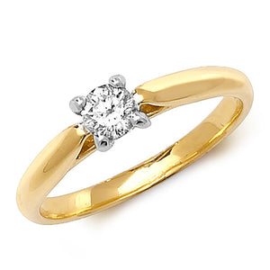 18ct Yellow Gold Diamond Solitaire 4 Claw Ring