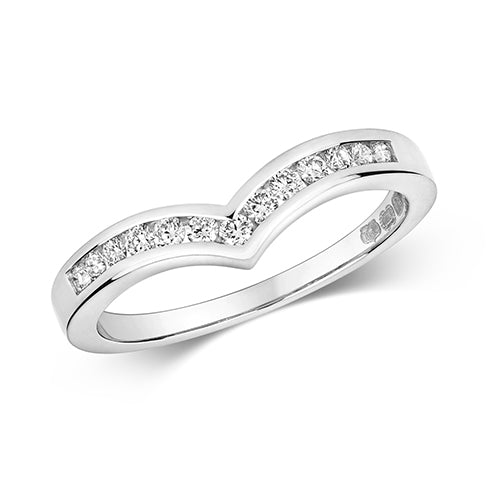 18ct White Gold Diamond Channel Set Wishbone Ring