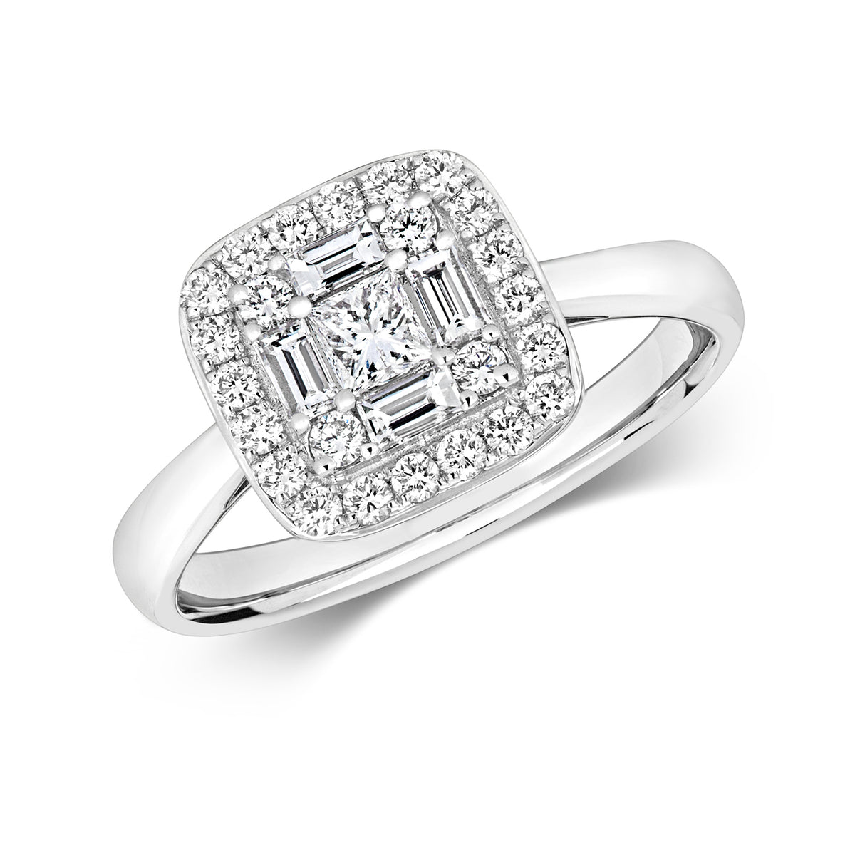 18ct White Gold Diamond Cluster Ring