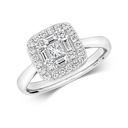 18ct White Gold Diamond Cluster Ring