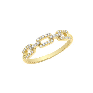 9ct Yellow Gold CZ Link Ring