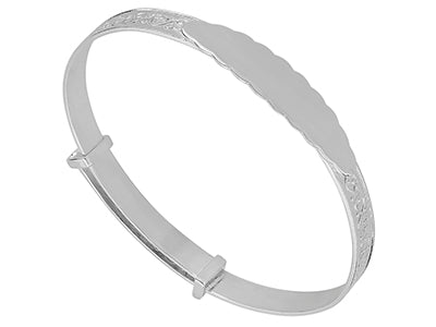 STERLING SILVER EXPANDING BABY BANGLE WITH  EMBOSSED PATTERN
