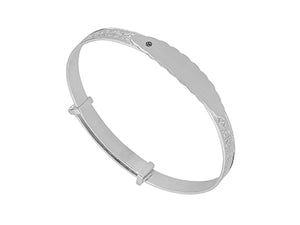 Product Ref: S016JW SILVER EMBOSSED BANGLE WITH PLATE
