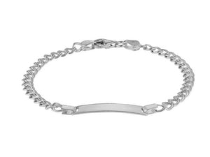 STERLING SILVER 7.5" SILVER DOUBLE CURB ID BRACELET
