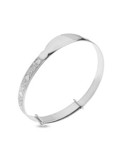 Sterling Silver Hearts and Flowers Design ID baby Bangle