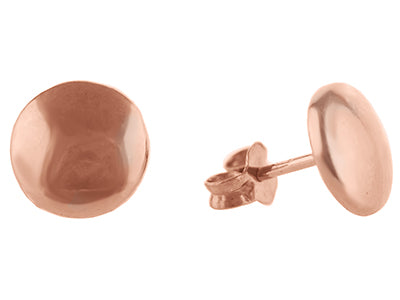 Sterling Silver Rose Gold Plated Button Stud Earrings