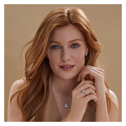 Sterling Silver Double Oval Shape CZ Stud Earrings