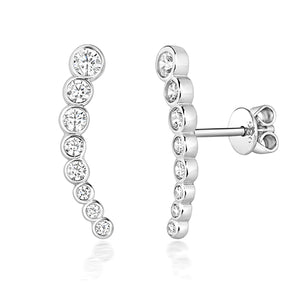 Sterling Silver Graduated Rub Over Set CZ Stud earrings
