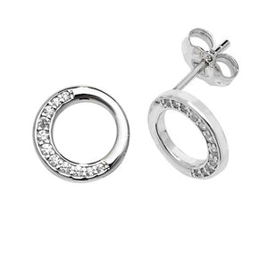 Sterling Silver Partial Set Halo Circle CZ Earrings