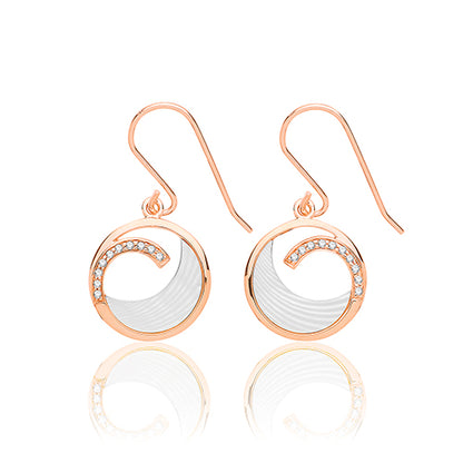 Sterling Silver Mother of Pearl & CZ Drop Earrings