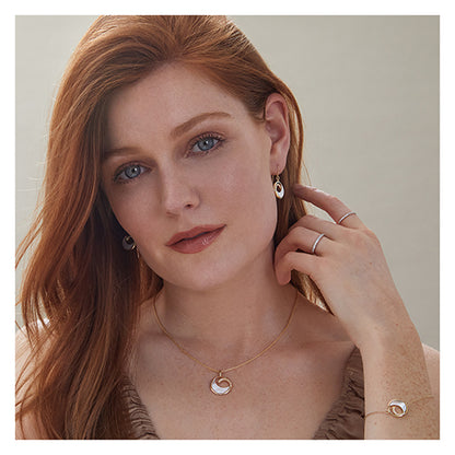 Sterling Silver Mother of Pearl & CZ Drop Earrings