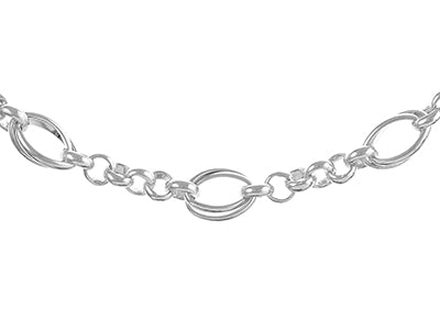 SILVER 8MM HANDMADE FIGARO NECKLACE