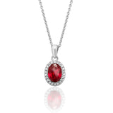 Sterling Silver Oval Halo Colour CZ Pendant + Chain