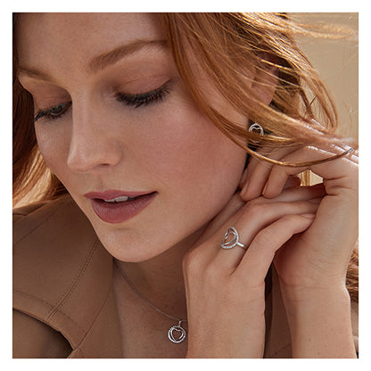 Sterling Silver Heart CZ Halo Style Pendant + Chain