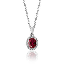 Sterling Silver Oval Colour CZ Pendant & Chain
