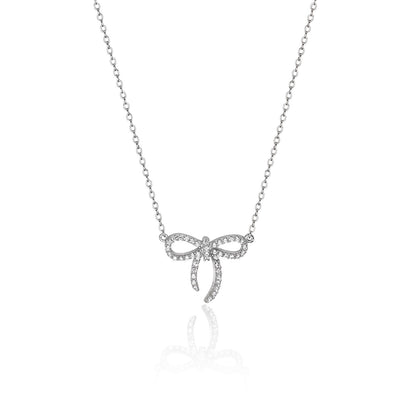 Sterling Silver CZ Bow Pendant & Chain