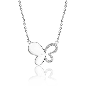 Sterling Silver CZ Butterfly Pendant + Chain