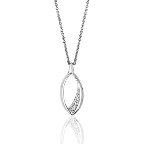Sterling Silver Marquise Shape CZ Detain Pendant & Chain