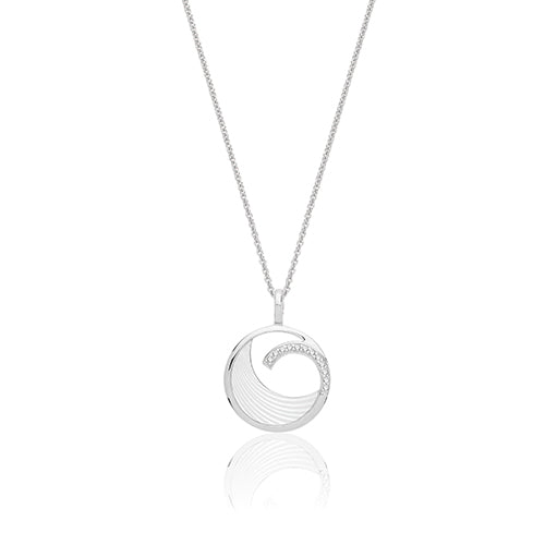 Sterling Silver Mother of Pearl & CZ Pendant & Chain