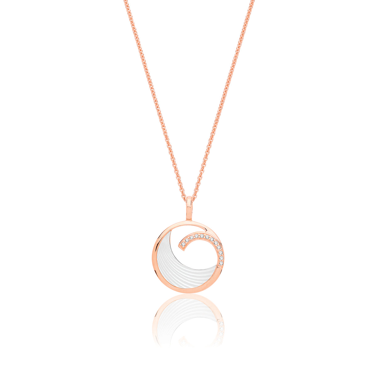 Sterling Silver Mother of Pearl & CZ Pendant & Chain