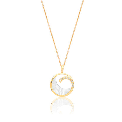 Sterling Silver Mother of Pearl & CZ Pendant & Chain