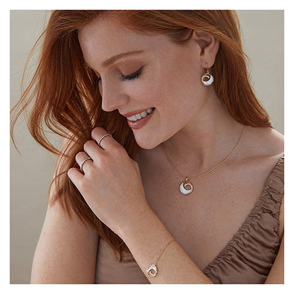 Sterling Silver Mother of Pearl & CZ Pendant & Chain