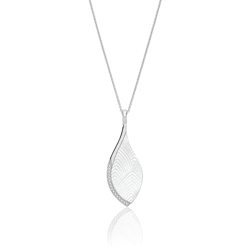 Sterling Silver Mother of Pearl & CZ Pendant & Chain