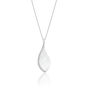 Sterling Silver Mother of Pearl & CZ Pendant & Chain