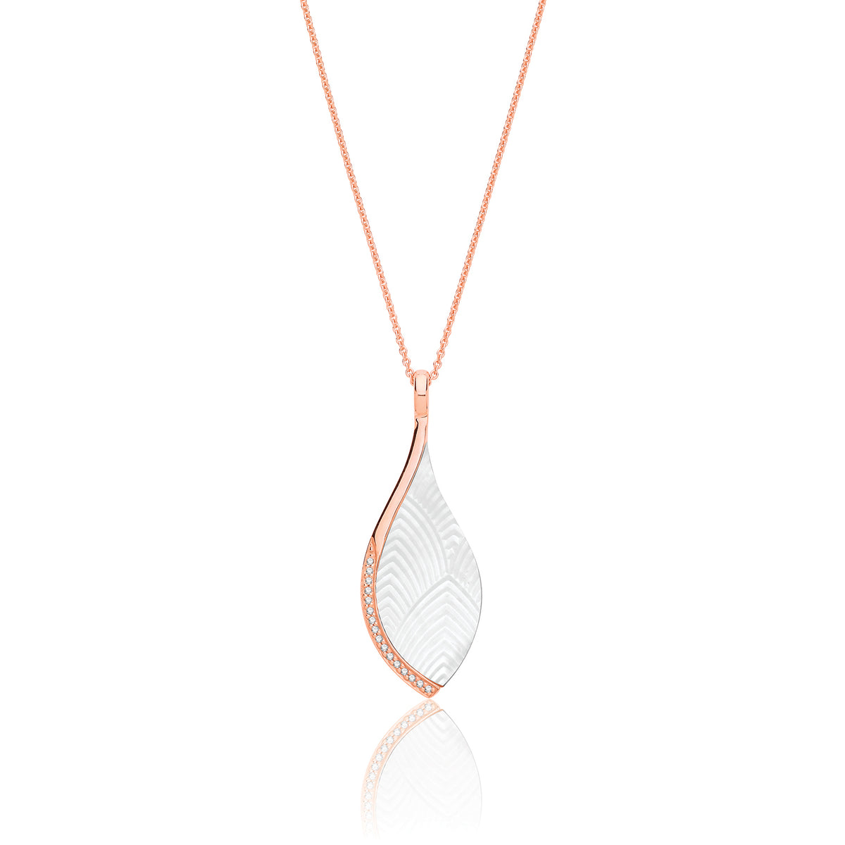 Sterling Silver Mother of Pearl & CZ Pendant & Chain