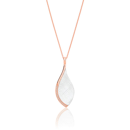 Sterling Silver Mother of Pearl & CZ Pendant & Chain