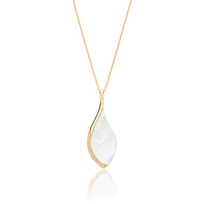 Sterling Silver Mother of Pearl & CZ Pendant & Chain
