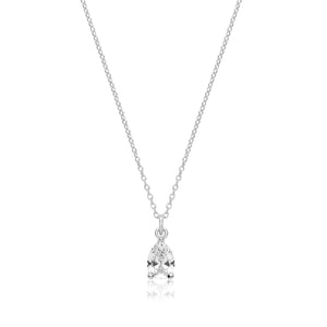 Sterling Silver Pear Shaped CZ Pendant + Chain
