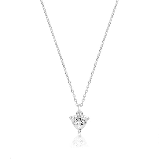 Sterling Silver 6mm CZ Heart Pendant + Chain