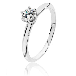 Sterling Silver 5mm Round 6 Claw CZ Ring