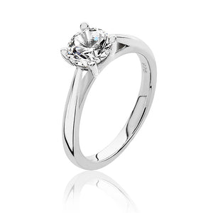 Sterling Silver 4 Claw Set 6.5mm Round CZ Ring