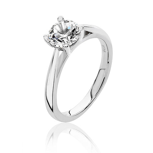 Sterling Silver 4 Claw Set 6.5mm Round CZ Ring