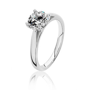 Sterling Silver 4 Claw Set 7mm Round CZ Ring
