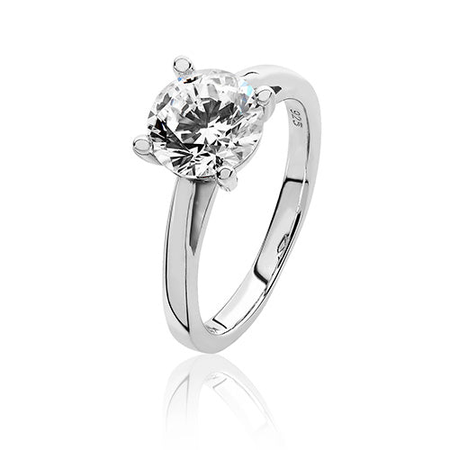 Sterling Silver 4 Claw Set 8mm Round CZ Ring