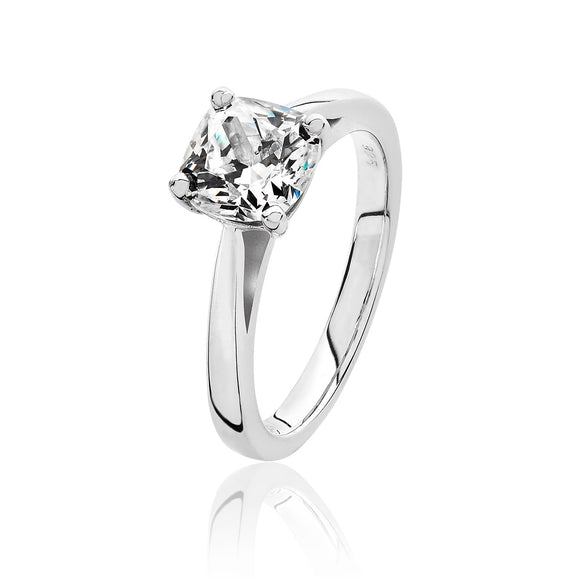 Sterling Silver 4 Claw Set 7mm Cushion CZ Ring