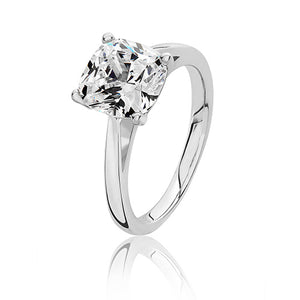 Sterling Silver 4 Claw Set 8mm Cushion CZ Ring