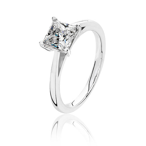 Sterling Silver 4 Claw Set 6mm Square CZ Ring
