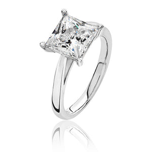 Sterling 4 Claw Set 8mm Square CZ Ring