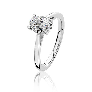 Sterling Silver 4 Claw Set 8x6mm Oval Shape CZ Ring