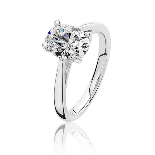 Sterling Silver 4 Claw Set Oval Shape CZ Ring
