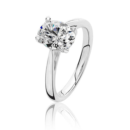Sterling Silver 4 Claw Set Oval Shape CZ Ring