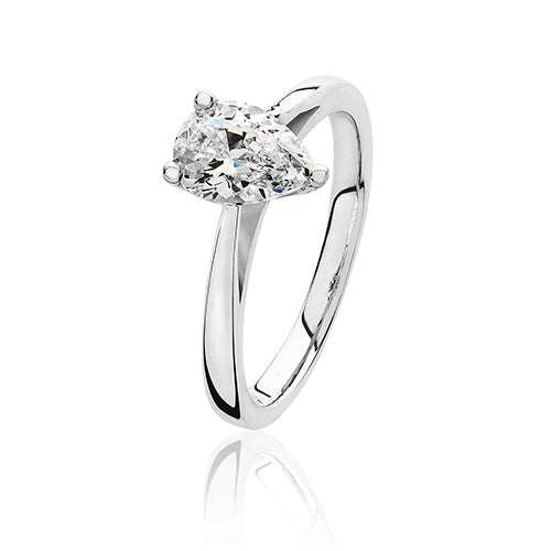 Sterling Silver 3 Claw Set 8x6mm Pear Shape CZ Ring