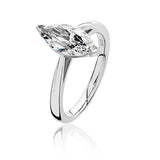 Sterling Silver 2 Claw Set 12x6mm Marquise Shape CZ Ring