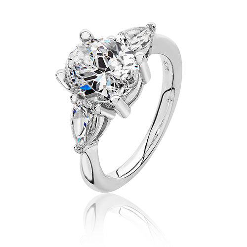 Sterling Silver 3 Stone CZ Ring
